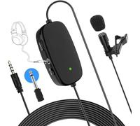 Moman S6M2 6M Lapel Microphone Smartphone, Mini Lavalier Microphone 3.5 mm - 6.3 mm TRRS-TRS with Audio Surveillance Low-Cut Gain Control for Camera Tablet Laptop PC