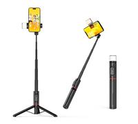 Moman Selfie Stick Tripod with Filling Light, Q12S Portable Tripod Mobile Phone Holder 77 cm Aluminium Mobile Phone Tripod Stand Selfie Rod for Smartphones, 360° Rotatable All in 1 Selfie Stick