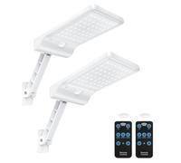 Moman Solar Lights for Outdoors, Pack of 2 Solar Lights with Motion Sensor, 3 Modes, IP65 Waterproof, 2200 mAh, Outdoor Wall Light, Solar with Remote Control, White, Solar Lamp, Outdoor Motion Sensor,