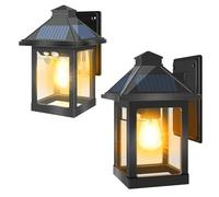 Moman Solar Lights Outdoor, 2 Pcs Vintage Security Lights Motion Sensor 3 Modes, IP65 Waterproof Wall Lantern Lights Powered for Garden Patio Front Door
