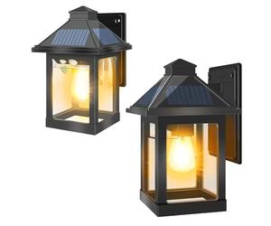 Moman Solar Lights Outdoor, 2 Pcs Vintage Security Lights Motion Sensor 3 Modes, IP65 Waterproof Wall Lantern Lights Powered for Garden Patio Front Door