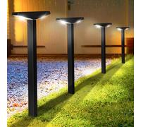 Moman Solar Outdoor Garden Lights - 4 Pack Small Waterproof Stake LED Lights With Cold White Auto ON/OFF for Pathway, Patio, Lawn and Yard