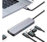 Moman USB C Hub, Docking Station 5 in 1 with 100W PD, 4K@30Hz HDMI, 1 USB 3.0, 1 USB 2.0, 1 USB C, USB Multiport Adaptor with 5Gbps Data Transfer Speed for Mouse, Keyboard, U Disk, Flash Drive, Mobile