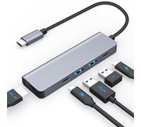 Moman USB C Hub, Docking Station 5 in 1 with 100W PD, 4K@30Hz HDMI, 1 USB 3.0, 1 USB 2.0, 1 USB C, USB Multiport Adaptor with 5Gbps Data Transfer Speed for Mouse, Keyboard, U Disk, Flash Drive, Mobile