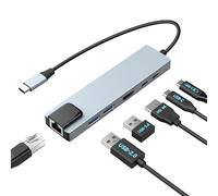 Moman USB C Hub, Docking Station 6 in 1 with 100W PD, 4K@30Hz HDMI, RJ45 Ethernet, 5Gbps USB 3.0, USB 2.0, USB C for Mouse, Keyboard, U Disk, Flash Drive, Mobile
