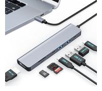 Moman USB C Hub, Docking Station 7 in 1 with 100W PD, 4K@30Hz HDMI, 5Gbps USB 3.0, USB 2.0, USB C, SD/TF Card Reader for Mouse, Keyboard, U Disk, Flash Drive, Mobile