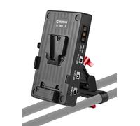 Moman VBP2 V Mount VLock Battery Plate with 15mm Rod Clamp, Dual 14.8V D-Tap Output & 8V/12V/15V DC Output & USB-C Output with 4×DC Cables and Type-C Cable for BMPCC 4K/6K DSLR Camera Camcorder