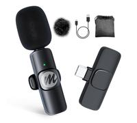 Moman Wireless Lavalier Microphone, USB-C Clip on Microphones for Video Recording, Mini Phone Mic for Interview YouTube Tiktok, Wireless Lepal Mic for iPhone 15, Android, Type-C Device