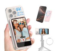 Moman XviewM4 Phone Vlog Selfie Monitor Screen, Back Camera Monitor for iPhone & Andrioid, Magnetic Wireless Monitor Screen for Selfie Vlog Tiktok YouTube Video Recording Live Content Creation, Pink