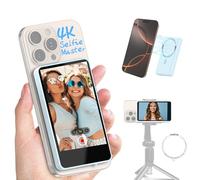 Moman XviewM4 Phone Vlog Selfie Monitor Screen, Back Camera Monitor for iPhone & Andrioid, Magnetic Wireless Monitor Screen for Selfie Vlog Tiktok YouTube Video Recording Live Content Creation, Blue