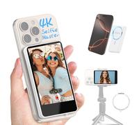 Moman XviewM4 Phone Vlog Selfie Monitor Screen, Back Camera Monitor for iPhone & Andrioid, Magnetic Wireless Monitor Screen for Selfie Vlog Tiktok YouTube Video Recording Live Content Creation, White