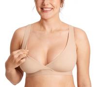 MOMANDA Inbarely Nursing Bras for Women No Underwire Racerback Seamless Maternity Bralette Plunge Sleep Breastfeeding Bra Wheat Beige S