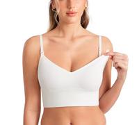 MOMANDA Ribbed Longline Nursing Bras Iceland White L