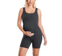 MOMANDA Women' s Maternity Bodysuit Sleeveless Shorts Jumpsuit Square Neck Tank Top for Pregnancy Mysterious Grey 18
