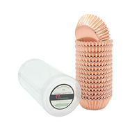 Mombake Mini Foil Cupcake Cases,Muffin Baking Cups(Rosegold, 300-Count)