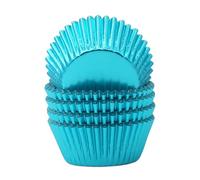 Mombake Standard Aqua Blue Foil Cupcake Liners Muffin Baking Cups for Party and More, 100-Count