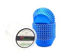 Mombake Standard Blue Foil Cupcake Cases Muffin Baking Cups for Party and More, 200-Count