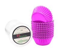 Mombake Standard Hot Pink Foil Cupcake Cases Muffin Baking Cups for Party and More, 200-Count
