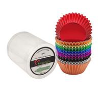 Mombake Standard Metallic Foil Cupcake Cases Paper Baking Cups in Assorted 10 Bright Colors, 200-Count