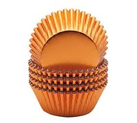 Mombake Standard Orange Foil Cupcake Cases Liners Muffin Baking Cups for Party and More, 100-Count