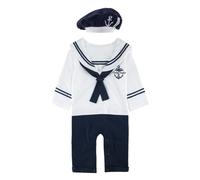 MOMBEBE COSLAND Baby Boys Sailor Outfit with Hat, White, 18-24 Months