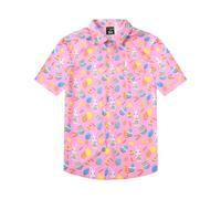 MOMBEBE COSLAND Boys Easter Button Down Shirt Kids Bunny Easter Egg Hawaiian Shirt, Pink, L, 11-12 Years
