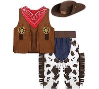 MOMBEBE COSLAND Kids Cowboy Costume Toddler Boys Halloween Outfit Brown, 2 Years