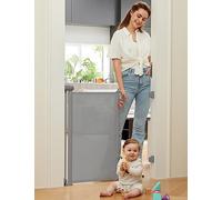 Momcozy Auto-lock Retractable Stair Gate,Safety Baby Gate Roll for Toddlers and Dogs,Extend Baby Barrier Gate,140cm Wide, 83cm Tall,One Hand Operated Pets Gate for Stairways/Hallways/Indoor/Outdoor