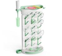 momcozy Baby Bottle Drying Rack, More Capacity, 18 Bottles as Maximum, Vertical Rack Available for Countertop, DIY Disassemblable & Space-saving Bottle Rack for Travel, Brush Holder Attached