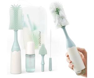 Momcozy Baby Brush Kit with Pressure Foam Technology, Silicone Bottle Brush, Breast Pump and Pacifier, BPA Free, 360° Cleaning and Travel Case
