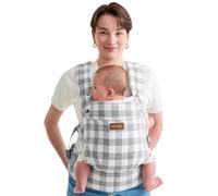 Momcozy Baby Carrier with Natural Cotton Linen, Built to Last, Ergonomic Design, Lightweight and Comfortable, Hands-Free for Moms&Dads, Slate Checkerboard