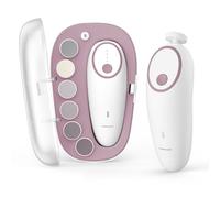 Momcozy Baby Nail File Electric, Rechargeable Baby Nail Clipper, Gentle Baby Nail Trimmer Electric with Night Light, 7 Grinding Head Replacement Pads, Pink