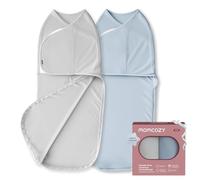 momcozy Baby Swaddle 0-3M/3.5-6.5kg, Size 68x28cm, 2-Pack, Grey & Blue