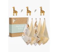 Momcozy Baby Washcloths - Soft 4-Layer Cotton, Gentle for Newborns | Pattern: Sunny Giraffe