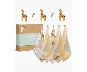 Momcozy Baby Washcloths - Soft 4-Layer Cotton, Gentle for Newborns | Pattern: Sunny Giraffe