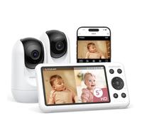 Momcozy BM04 Dual-Mode Baby Monitor, 5" 1080P Screen & 2 Camera Units | App-Control, Safety Zone Alert, Cry Detection, Clear Night Vision, Photo & Video Recording