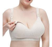 momcozy Busty Nursing Bras, U.S.Cotton Wirefree Fixed Padded Maternity Bra, Full Coverage Adjustable Fit