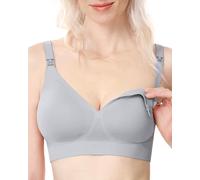 momcozy CoolFit Nursing Bras for Breastfeeding, Ultra Stretch Seamless Jelly Strip Maternity Bra, Cooling Wireless Gray