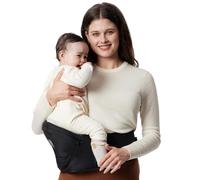 Momcozy CPC-Certified Baby Hip Carrier - Adjustable Waistband with Original 3D Belly Protector, Ergonomic Carrier with Various Pockets for Newborns & Toddlers up to 45lbs (Black, Medium)