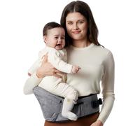 Momcozy CPC-Certified Baby Hip Carrier - Adjustable Waistband with Original 3D Belly Protector, Ergonomic Carrier with Various Pockets for Newborns & Toddlers up to 45lbs (Grey, Medium)