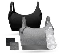 momcozy Hands Free Pumping & Nursing Bra in One, Cotton Adjustable Breast-Pumps Holding and Nursing Bras