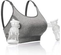 momcozy Hands Free Pumping & Nursing Bra in One, Cotton Adjustable Breast-Pumps Holding and Nursing Bras