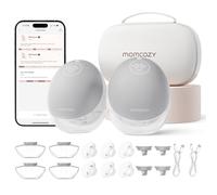 Momcozy M9 Hands Free Breast Pump Mobile Flow, Electric & App Control, Personalized Multi-Modes & 15 Levels, Wearable Pump Breastfeeding, 24mm (Cozy Gray, 2 Count)
