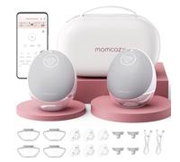 Momcozy M9 Hands Free Breast Pump Mobile Flow, Electric & App Control, Personalized Multi-Modes & 15 Levels, Wearable Pump Breastfeeding, 24mm (Cozy Gray, 2 Count)
