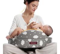 momcozy Memory Foam Nursing Pillow, Ergonomic Breastfeeding Cushion with Safety Fence, Wide Support & Adjustable Strap, Removable Cotton Cover, Clouds