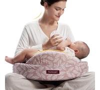 momcozy Memory Foam Nursing Pillow, Ergonomic Breastfeeding Cushion with Safety Fence, Wide Support & Adjustable Strap, Removable Cotton Cover, Pink