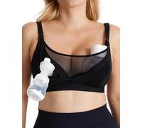 momcozy Mesh Support Pumping Bra Hands Free Suitable for 36C-44G, HF018 Comfortable Plus Size Pumping and Nursing Bra in One Black