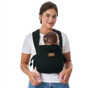 Momcozy Newborn Carrier WeeSnug- Lightweight and Cozy Comfort for 7-25 lbs, Ergonomic Cross-Back Support, Effortless to Put On, Hands-Free Baby Carrier with Lumbar Support, Black