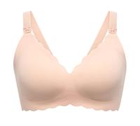 momcozy Nursing Bras for Breastfeeding, Seamless Pregnancy Maternity Bra Wireless Classic Jelly Strip Support Nursing Bra Beige