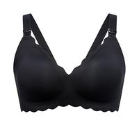 momcozy Nursing Bras for Breastfeeding, Seamless Pregnancy Maternity Bra Wireless Classic Jelly Strip Support Nursing Bra Black